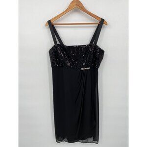 R&M Richards Womens Sequined Formal Sleeveless Cocktail Dress Size 14 Black